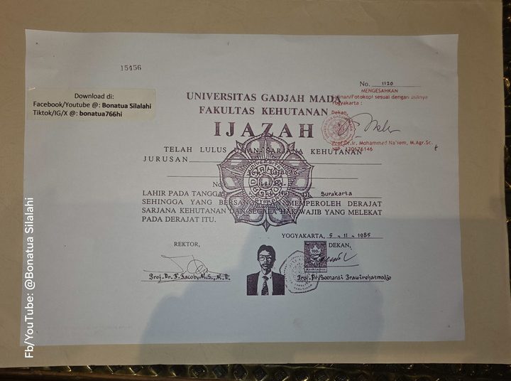 Bonatua Unggah Foto Ijazah Jokowi Terlegalisir KPU