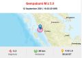 Gempa 2,1 M Terkini Guncang Agam Sumbar