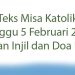 Misa Minggu 15 Februari 2026: Refleksi Hidup Katolik